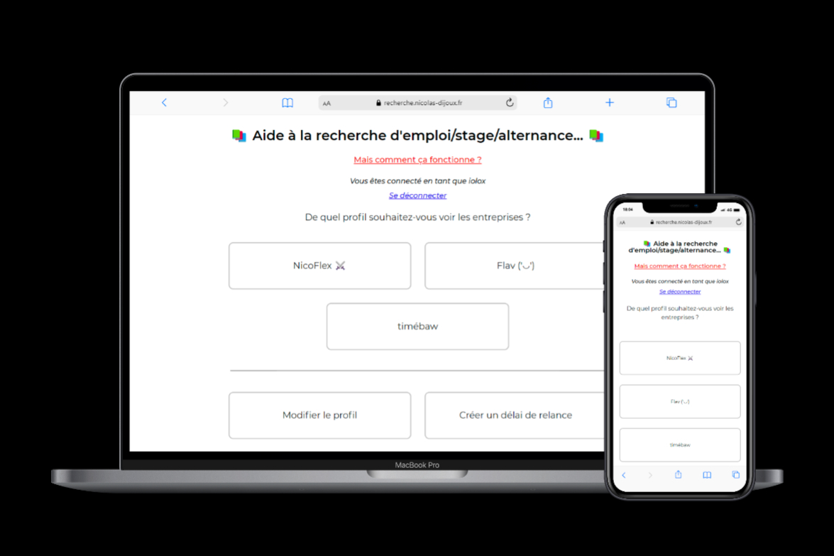 Illustration du projet de mon application web d'aide à la recherche d'entreprise.
